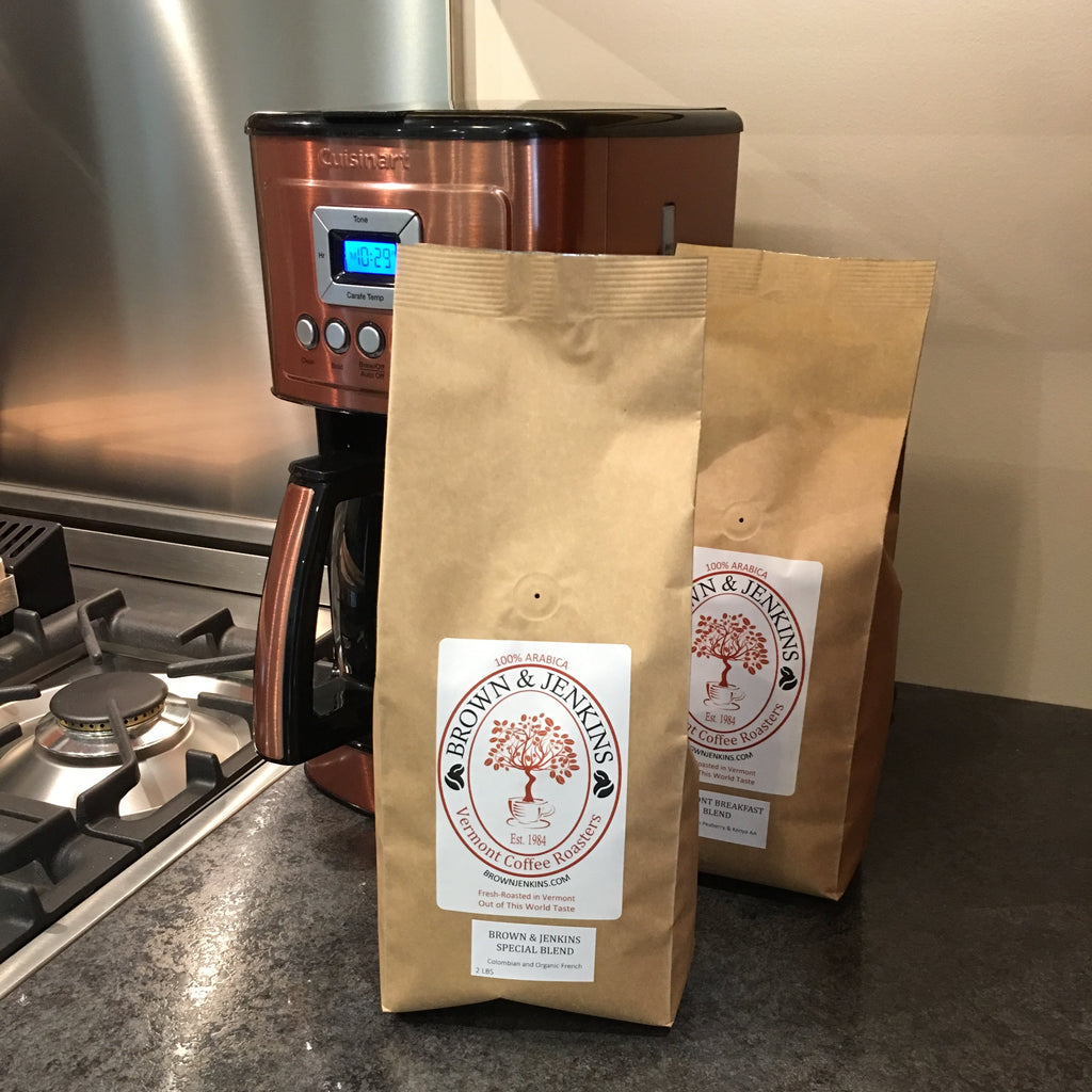 Save money when you buy your favorite brown and jenkins coffee roaster of vermont coffee in 2 pound lb bags