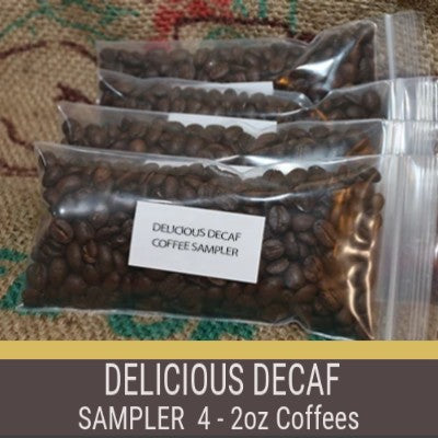 Delicious decaf sample packages of coffee you get 4 different decaf coffees each brews a 12 cup pot of coffee from brown and jenkins decaf coffee collection