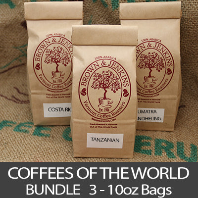 Coffees of the world bundle from brown and jenkins roaster single origin collection